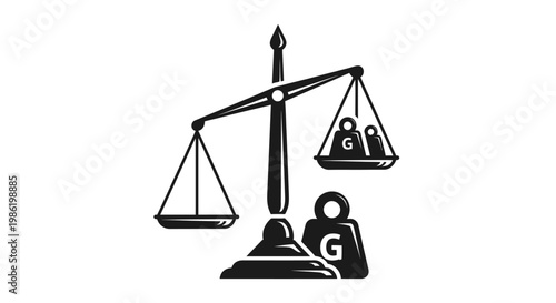 Classic balance scale with weights icon symbolizing measurement and justice concepts.