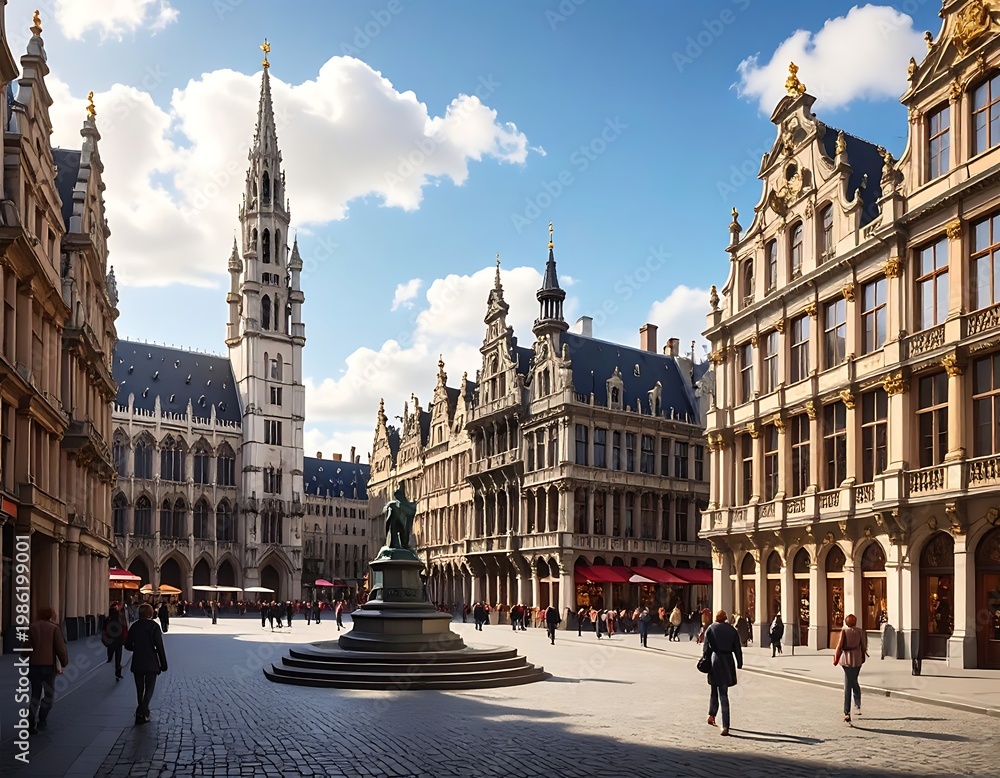 Obraz premium European city square (2)