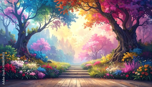 Enchanted vibrant forest