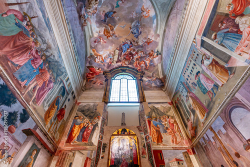 Photos interiors of Brancacci chapel, Florence, Italy