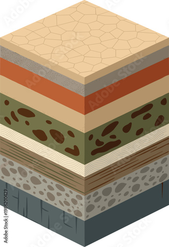 Stratified Geological Layers Depicting Subsurface Earth Composition and Formation Processes