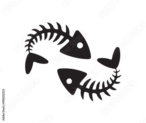 Two fish skeletons forming a circle, a symbol of balance and duality