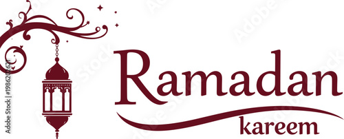 Ramadan Kareem Calligraphy with Ornamental Lantern for Holy Month Celebration