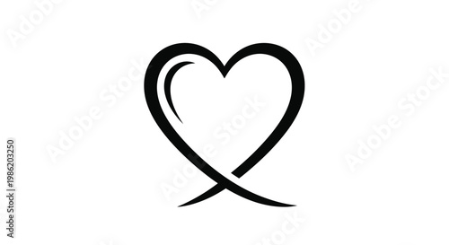 Simple black heart design with a flowing elegant silhouette