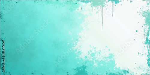 Abstract turquoise watercolor background with textured artistic brush strokes and soft blend of pastel hues with an elegant design and versatile template.