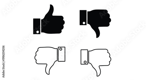 Hands displaying thumbs up and down gestures in stark silhouette