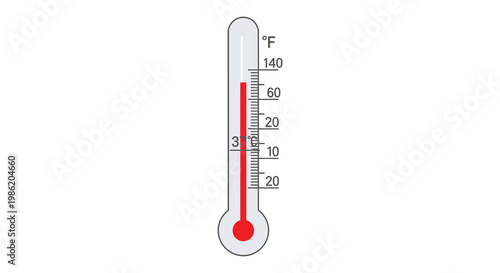 A simple illustration of a thermometer displaying thirty seven degrees fahrenheit presented as a stark silhouette high quality professional detailed modern elegant