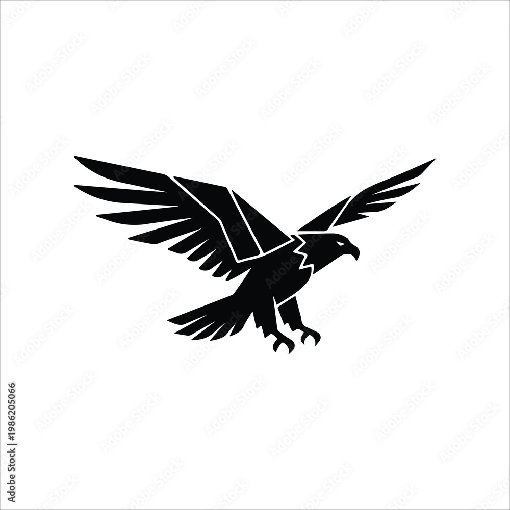 Fototapeta premium Black Eagle Silhouette Landing with Wings Spread and Talons Extended