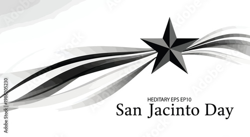 San Jacinto Day Celebration with a Star and Abstract Swirls - Vector Graphic