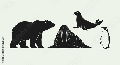 Arctic and Antarctic Animal Silhouettes Collection
