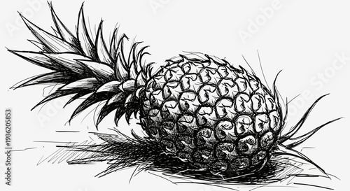 Hand Drawn Sketch of a Ripe Pineapple