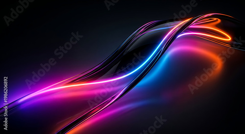 Soft Blue and Pink Neon Gradient Light Streaks on Black Futuristic Abstract Background