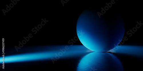 Blue Glowing Neon Arches on Black Background Futuristic Abstract Sci-Fi Design