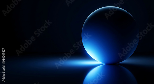 Blue Glowing Neon Arches on Black Background Futuristic Abstract Sci-Fi Design