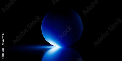 Blue Glowing Neon Arches on Black Background Futuristic Abstract Sci-Fi Design