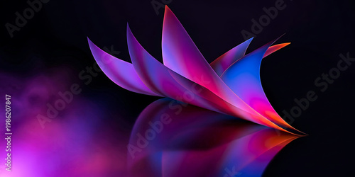 Soft Blue and Pink Neon Gradient Light Streaks on Black Futuristic Abstract Background