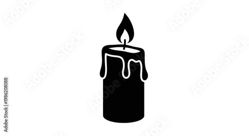 A dark minimalist illustration of a melting candle flame silhouette