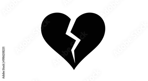 A fractured heart shape visually representing heartbreak and loss silhouette