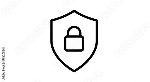 Shield with padlock icon a minimal security graphic silhouette