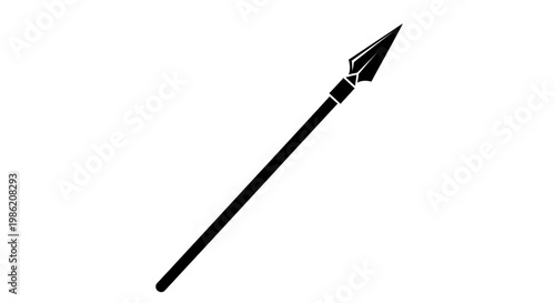 A striking image of a spear in black minimalist silhouette