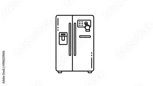 Simple Line Drawing of Refrigerator Appliance.