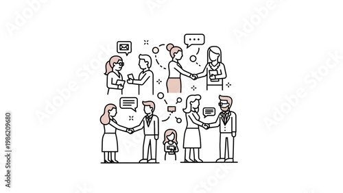 Group of People Communicating and Interacting.