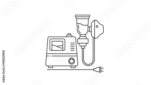 Line Drawing of Laboratory Equipment Device.