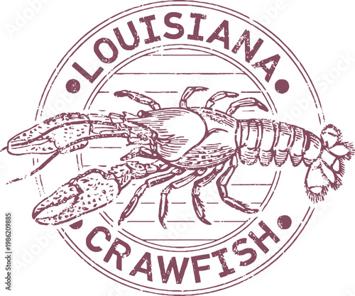Louisiana crawfish logo with a drawing of a crawfish