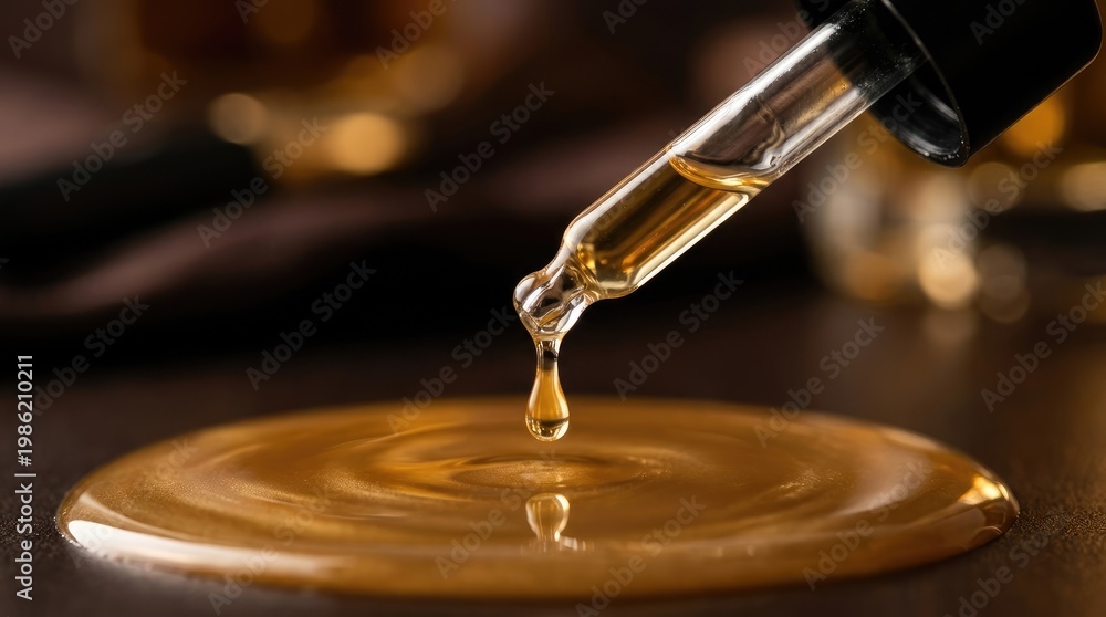 Obraz premium Close-Up of Dropper with Liquid on Smooth Surface in Soft Light