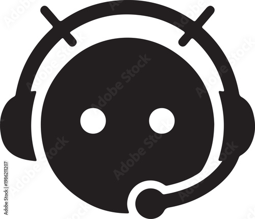 A whimsical clock face with a smiling expression and headphones