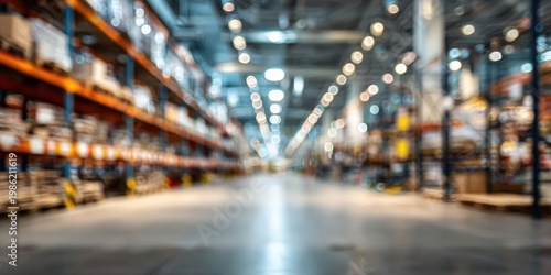 Abstract Business and Warehouse Blur with Bokeh Lights