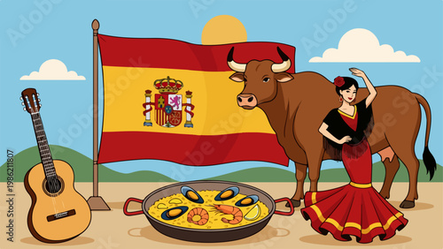 Spanish lifestyle elements illustration