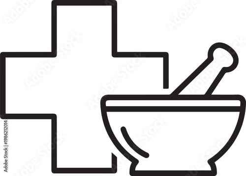 Black outlined icon of Ayurvedic health