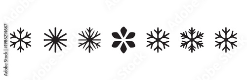 Snowflakes vector icons set. winter collection on white background. christmas and new year design