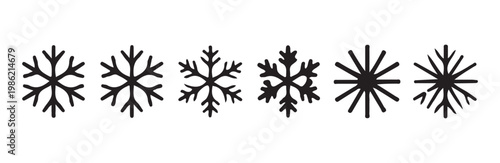 Snowflakes vector icons set. winter collection on white background. christmas and new year design