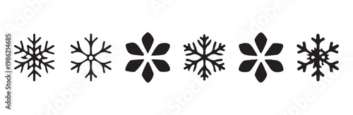 Snowflakes vector icons set. winter collection on white background. christmas and new year design