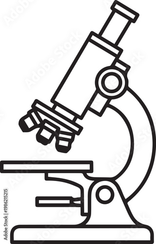 Black outlined icon of microscope