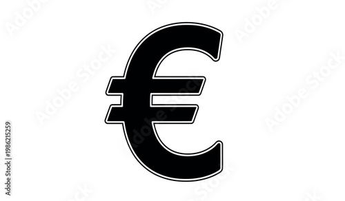 Black and white sketch of the euro symbol representing european monetary unit