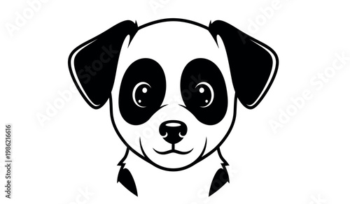 Charming panda face illustration a black and white cartoon animal portrait