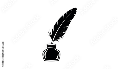 Vintage quill pen and inkwell a classic writing instrument illustration