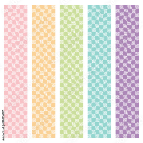 Tableau sur toile Pastel gingham pattern collection in vertical stripe layout