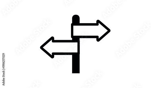 Black and white illustration of a directional signpost with two arrows