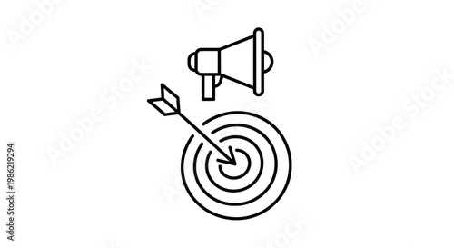 Targeted Marketing Strategy Icon with Megaphone and Bullseye