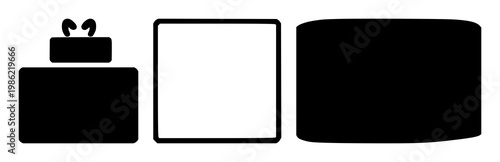 Order fulfillment set with solid black icon on white background featuring shipment, logistics, delivery with arrows and package box.