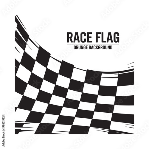 A black and white checkered race flag with a grunge textured background