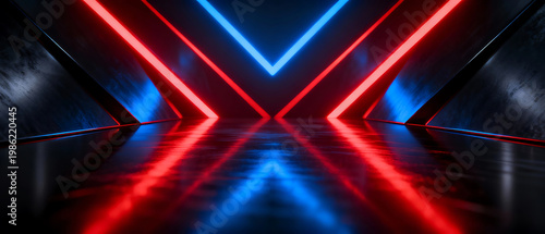 Abstract neon light corridor