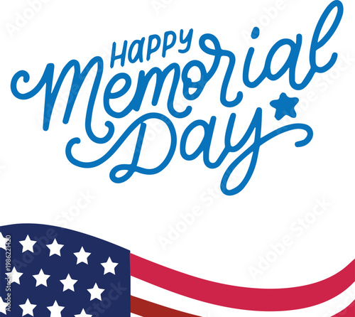 Happy memorial day greeting with american flag patriotic holiday celebration