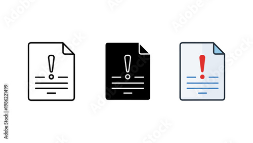 A document icon featuring a prominent exclamation mark, signaling an important warning or error.