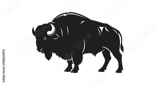 Minimalist Black Bison Silhouette Icon