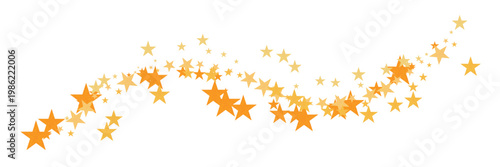 Golden star dust trail glitter wave border. Shining gold stars scatter minimal decorative wavy line border design for celebration, Christmas, new year, luxury party events